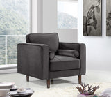 Emily Contemporary Chair with Plush Cushions, Wooden Legs, and Stylish Roll Pillows for Comfort