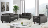 Emily Contemporary Chair with Plush Cushions, Wooden Legs, and Stylish Roll Pillows for Comfort