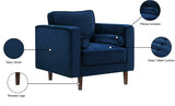 Emily Contemporary Chair with Plush Cushions, Wooden Legs, and Stylish Roll Pillows for Comfort