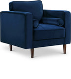 Emily Contemporary Chair with Plush Cushions, Wooden Legs, and Stylish Roll Pillows for Comfort