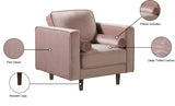 Emily Contemporary Chair with Plush Cushions, Wooden Legs, and Stylish Roll Pillows for Comfort