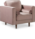 Emily Contemporary Chair with Plush Cushions, Wooden Legs, and Stylish Roll Pillows for Comfort