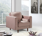 Emily Contemporary Chair with Plush Cushions, Wooden Legs, and Stylish Roll Pillows for Comfort