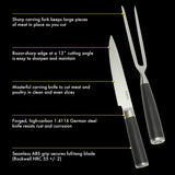Babish 2-Piece Carving Knife and Fork Set – 8-Inch Stainless Steel Carving Knife with 6.5-Inch Fork – Precision Cutlery for Turkey, Roast, and Meat Carving – Ergonomic ABS Handles