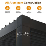12'x20' Adjustable Louvered Pergola For Patio, Aluminum