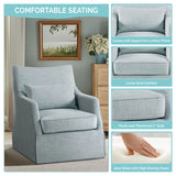 Traditional Skirted Swivel Accent Chair, Light Blue *