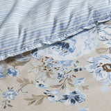 Vintage-Floral Inspired Comforter Set, Beige/Blue