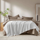 100% Cotton Waffle Weave Cozy Bedding Blanket, White