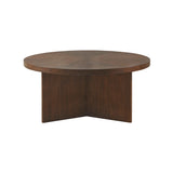 Mid-Century Round Wood Coffee Table, Brown