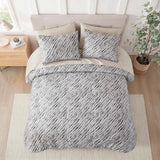Modern Stripe Microfiber Comforter Set with Sheets, Grey