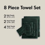 Antibacterial Spa-Like 8-Piece Bathroom Towel Set, Green
