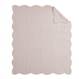 Oversized Quilted Scallope Edge Throw Blanket, Blush