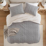 Cable Knit Chenille in Sherpa Reverse Comforter Set, Gray
