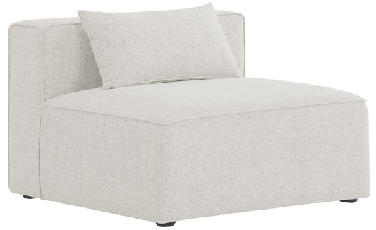 Cube Modular Armless Chair in Soft Cream - Stylish, Versatile Seating for Custom Configurations