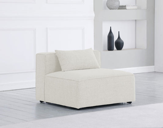 Cube Modular Armless Chair in Soft Cream - Stylish, Versatile Seating for Custom Configurations