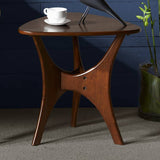 Modern Mid-Century Triangular Wood Side Table, Pecan