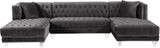 Moda Luxurious Contemporary 3-Piece Sectional Sofa with Double Chaise and Acrylic Lucite Legs