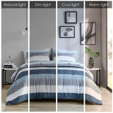 Wholesale Stripe Modern Comforter Set with Bed Sheets, Blue/Grey