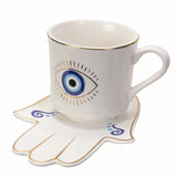 Evil Eye Porcelain Tea Cup & Saucer, 7 oz