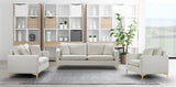 Naomi Contemporary Loveseat with Plush Velvet Comfort and Customizable Gold & Chrome Legs for Style