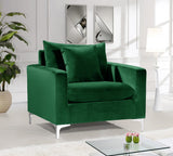 Naomi Velvet Chair – Luxurious Contemporary Design with Customizable Legs and Cozy Pillows Included