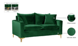Naomi Contemporary Loveseat with Plush Velvet Comfort and Customizable Gold & Chrome Legs for Style