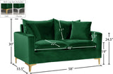 Naomi Contemporary Loveseat with Plush Velvet Comfort and Customizable Gold & Chrome Legs for Style
