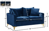 Naomi Contemporary Loveseat with Plush Velvet Comfort and Customizable Gold & Chrome Legs for Style