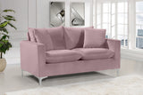 Naomi Contemporary Loveseat with Plush Velvet Comfort and Customizable Gold & Chrome Legs for Style