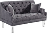 Roxy Contemporary Loveseat with Deep Button Tufting and Acrylic Legs for Elegant Living Spaces