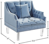 Roxy Contemporary Chair: Elegant Velvet Seating with Deep Button Tufting and Chic Acrylic Legs