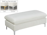 Naomi Velvet Ottoman – Elegant Contemporary Design with Gold & Chrome Legs for Stylish Home Decor