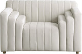 Naya Velvet Chair - Modern Deep Channel Tufted Design with Gold Metal Legs for Chic Living Spaces
