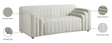 Naya Contemporary Loveseat with Deep Channel Tufting and Gold Metal Legs for Modern Living Spaces