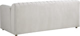 Naya Contemporary Loveseat with Deep Channel Tufting and Gold Metal Legs for Modern Living Spaces