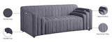 Naya Contemporary Loveseat with Deep Channel Tufting and Gold Metal Legs for Modern Living Spaces