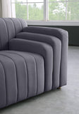 Naya Contemporary Loveseat with Deep Channel Tufting and Gold Metal Legs for Modern Living Spaces