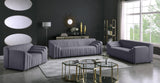 Naya Contemporary Loveseat with Deep Channel Tufting and Gold Metal Legs for Modern Living Spaces