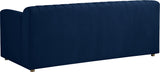 Naya Contemporary Loveseat with Deep Channel Tufting and Gold Metal Legs for Modern Living Spaces