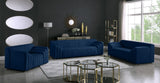 Naya Contemporary Loveseat with Deep Channel Tufting and Gold Metal Legs for Modern Living Spaces
