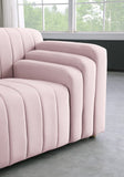 Naya Contemporary Loveseat with Deep Channel Tufting and Gold Metal Legs for Modern Living Spaces
