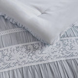 7 Piece Shabby Chic Comforter Set, Blue
