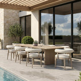 PURPLE LEAF Patio Dining Set Luxury Modern Conversation Set Aluminum Large Rectangle Dining Table and Chairs with Olefin Cushion Outdoor Furniture Set for Garden Porch Deck Backyard