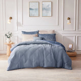 Crushed Velvet 4-Piece Comforter or Duvet Cover Set, Blue