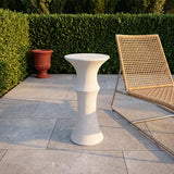 Fluted Slim Pedestal Mgo Stone Outdoor Side Table