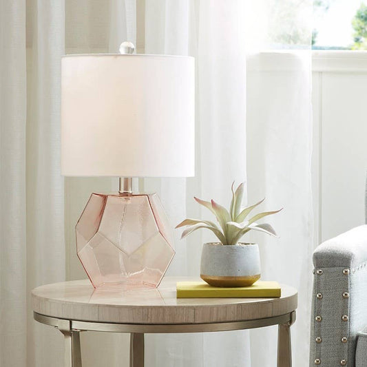 Pink Clear Glass Base Table Lamp For Living Room Bedroom