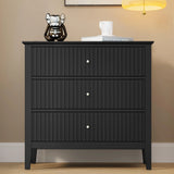 Large Fluted 3 Drawer Dresser, Modern Nightstand Cabinet