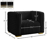 Ravish Contemporary Chair with Deep Channel Tufting and Gold & Chrome Legs for Modern Living Spaces