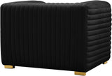 Ravish Contemporary Chair with Deep Channel Tufting and Gold & Chrome Legs for Modern Living Spaces