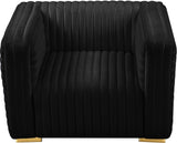 Ravish Contemporary Chair with Deep Channel Tufting and Gold & Chrome Legs for Modern Living Spaces